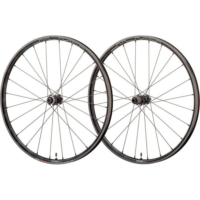Комплект колес SHIMANO MT-600, переднее и заднее, F:15/R12 мм E-THRU, 27,5", для 11 скоростей, C.LOCK, OLD 100/142 EWHMT600LFERED7B