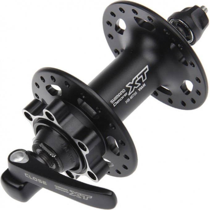 Втулка передняя SHIMANO XT, M756, 36 отверстий, 6-болт, QR черный EHBM756AL