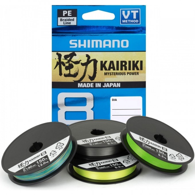 Леска плетёная SHIMANO KAIRIKI 8 PE 150м зеленая 0.160 мм 10.3 кг 59WPLA58R03