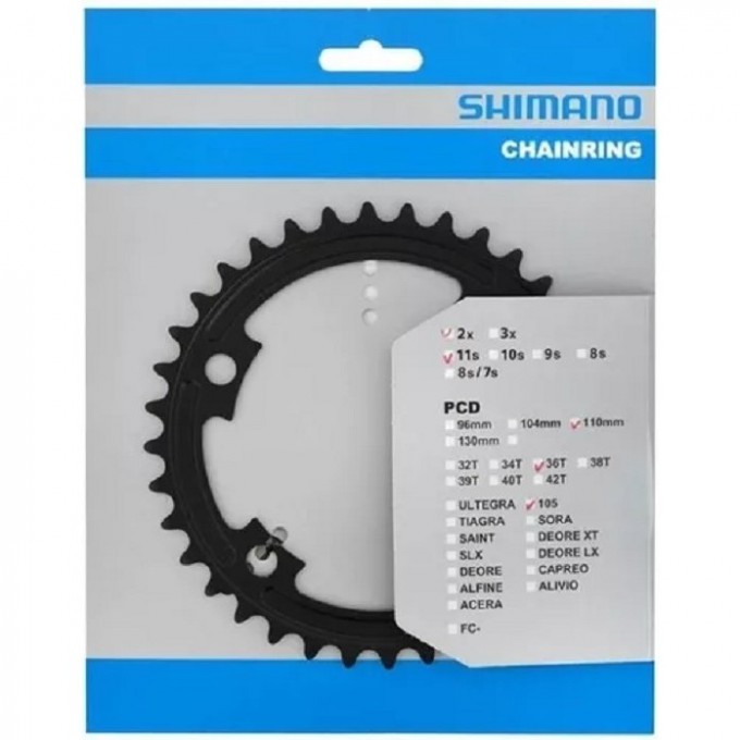 Звезда SHIMANO 105 36T-MT, передняя, для FC-R7000, для 52-36T, черный Y1WV36000